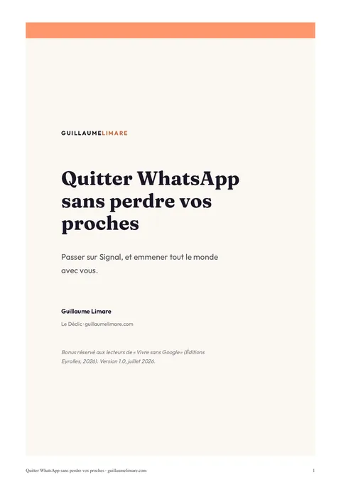 Couverture du guide Quitter WhatsApp sans perdre vos proches